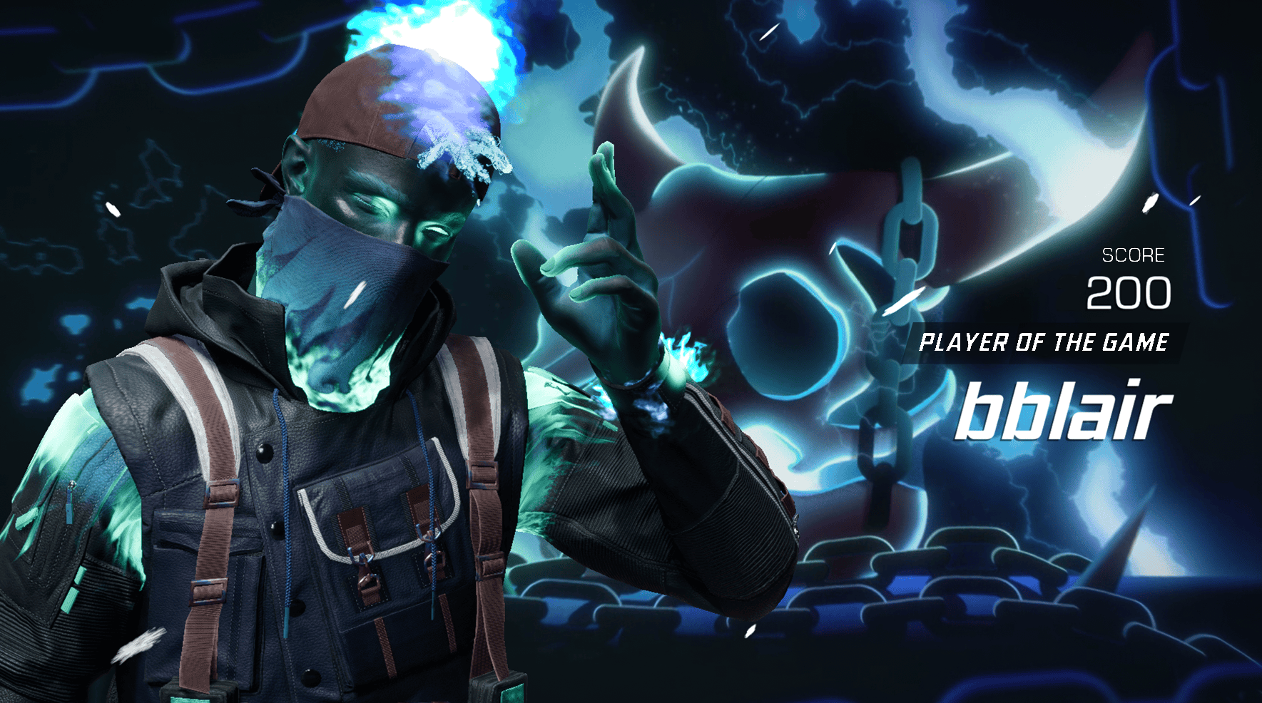 player of game with glowing blue fire